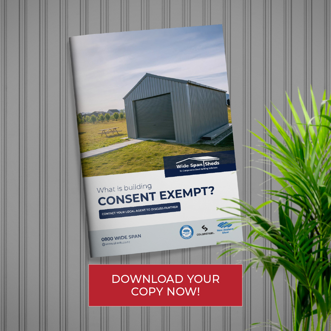 What is building consent exempt? Wide Span Sheds downloadable guide.